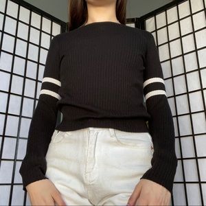 Knit Shirt With White Stripes